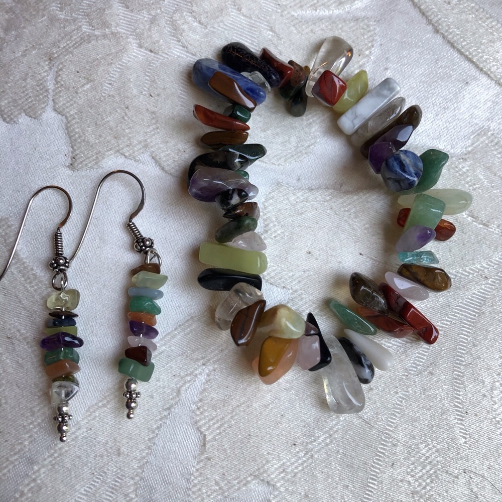 Sterling silver & multi stone earrings/bracelet